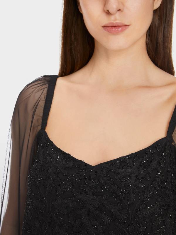 Marc Cain Spitzen-Bluse mit Perlen-Stickerei Top Angebot