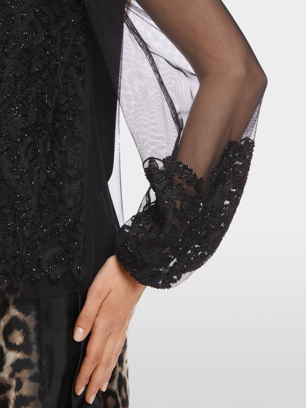 Marc Cain Spitzen-Bluse mit Perlen-Stickerei Top Angebot