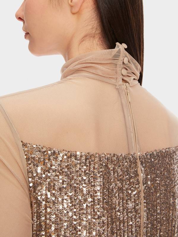 Marc Cain Schlupf-Bluse mit Pailletten Tiefpreis