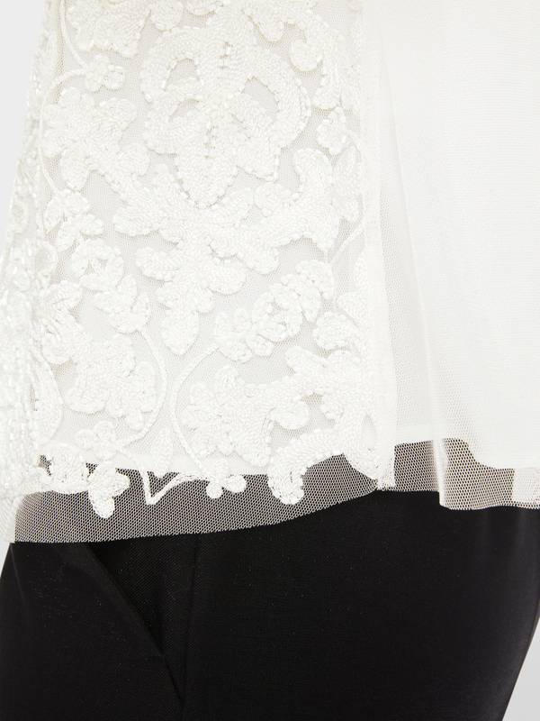 Marc Cain Spitzen-Bluse mit Perlen-Stickerei Kostenlose Rückgabe