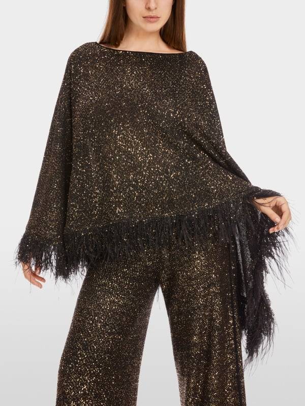Marc Cain Poncho mit Straußenfedern Sonderangebot der Fabrik