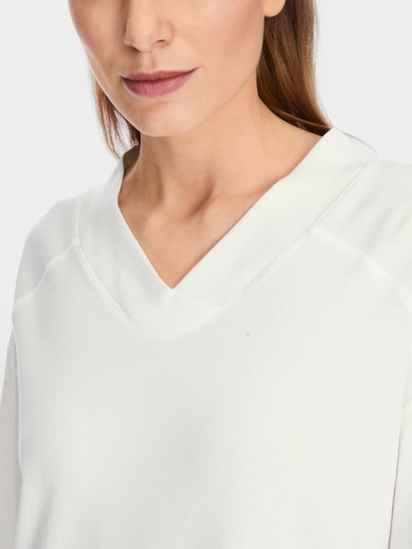 Marc Cain Langärmeliges T-Shirt aus Baumwoll-Ripp Weihnachtsangebot