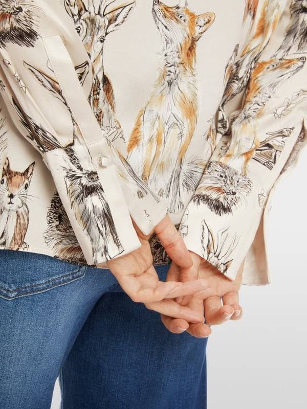 Marc Cain Seidenbluse mit Schluppe & Alloverprint Muttertagsangebot