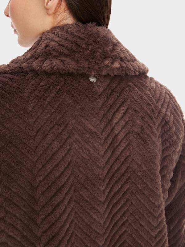 Marc Cain Mantel aus Fun Fur in Fischgrat Sonderangebot der Fabrik