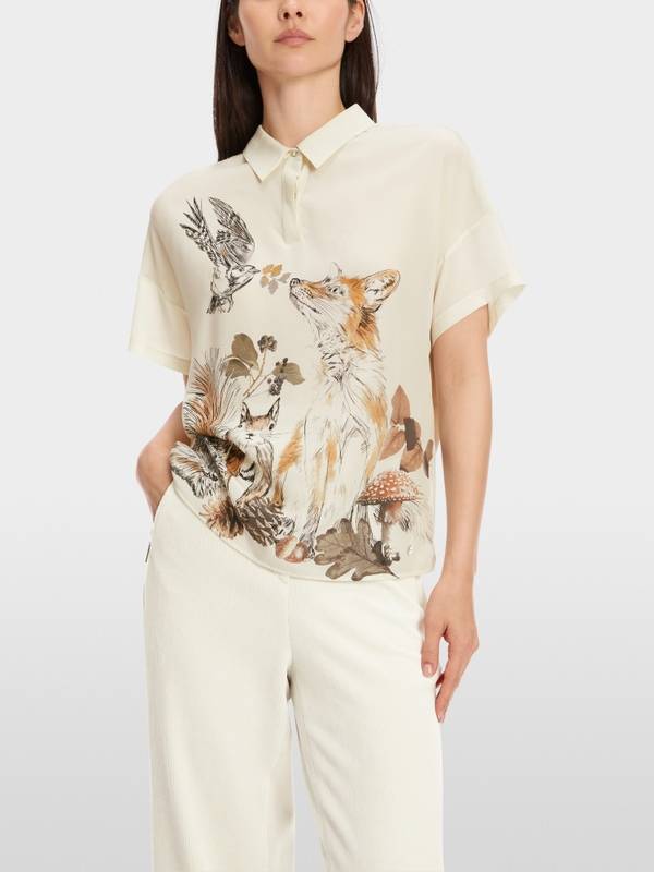 Marc Cain Bluse mit Polokragen und Print Cyber Monday