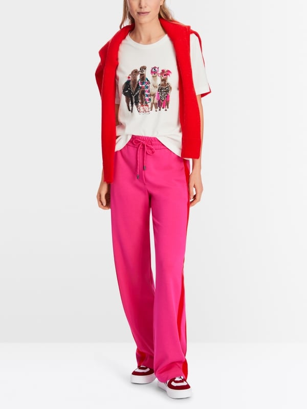 Marc Cain Baumwoll-T-Shirt mit Lama-Gang-Motiv Neueste Stile