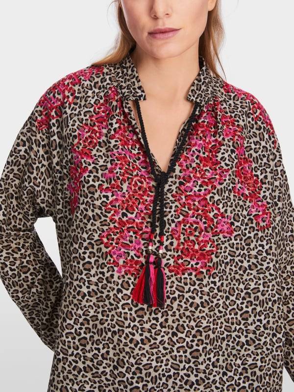 Marc Cain Baumwoll-Bluse mit Leo-Print Letzter Tag