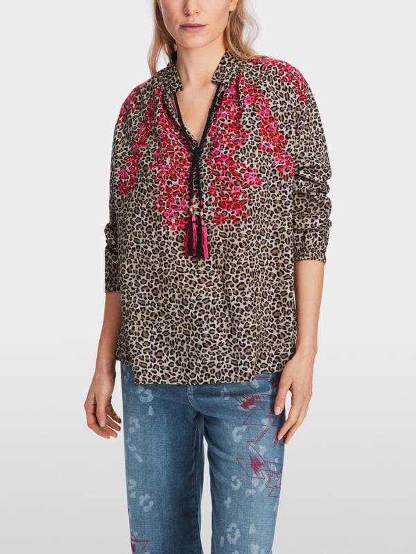 Marc Cain Baumwoll-Bluse mit Leo-Print Letzter Tag
