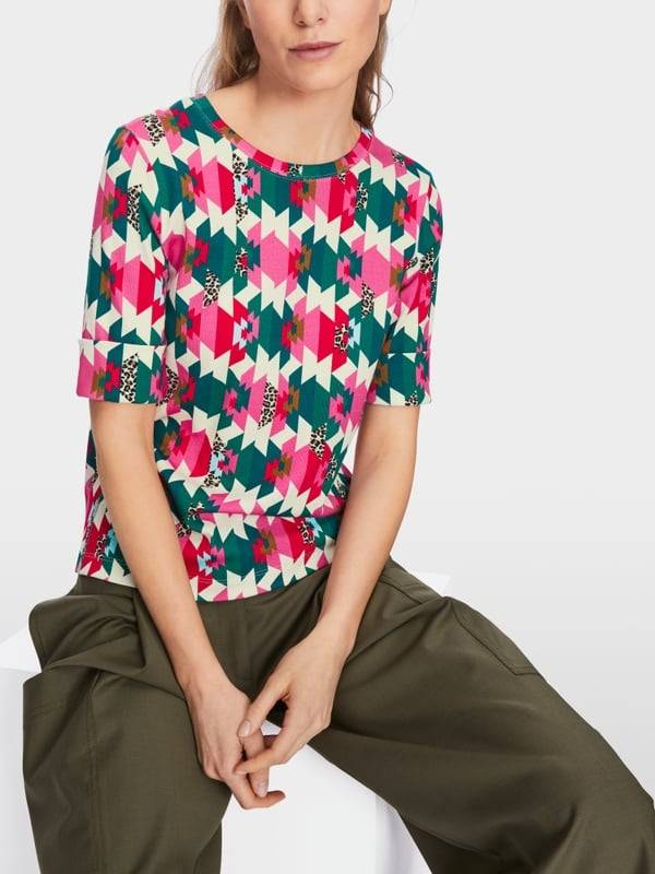 Marc Cain T-Shirt in Baumwoll-Ripp Rabatte dieses Monats