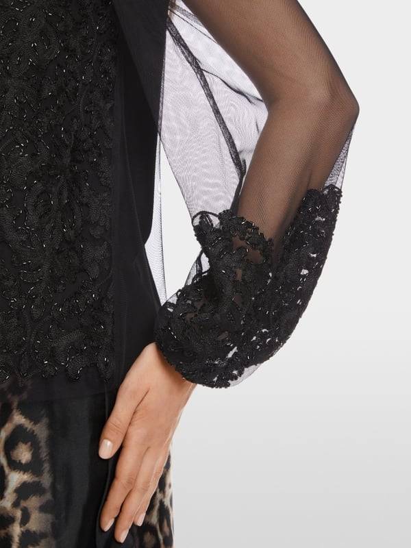 Marc Cain Spitzen-Bluse mit Perlen-Stickerei Angebote