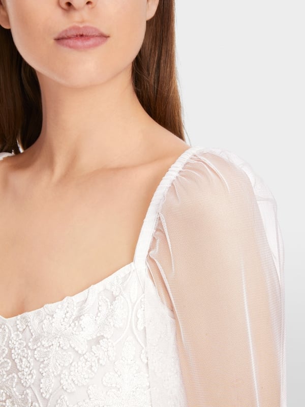 Marc Cain Spitzen-Bluse mit Perlen-Stickerei Schlussverkauf