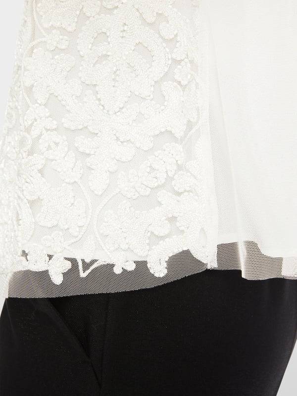 Marc Cain Spitzen-Bluse mit Perlen-Stickerei Schlussverkauf