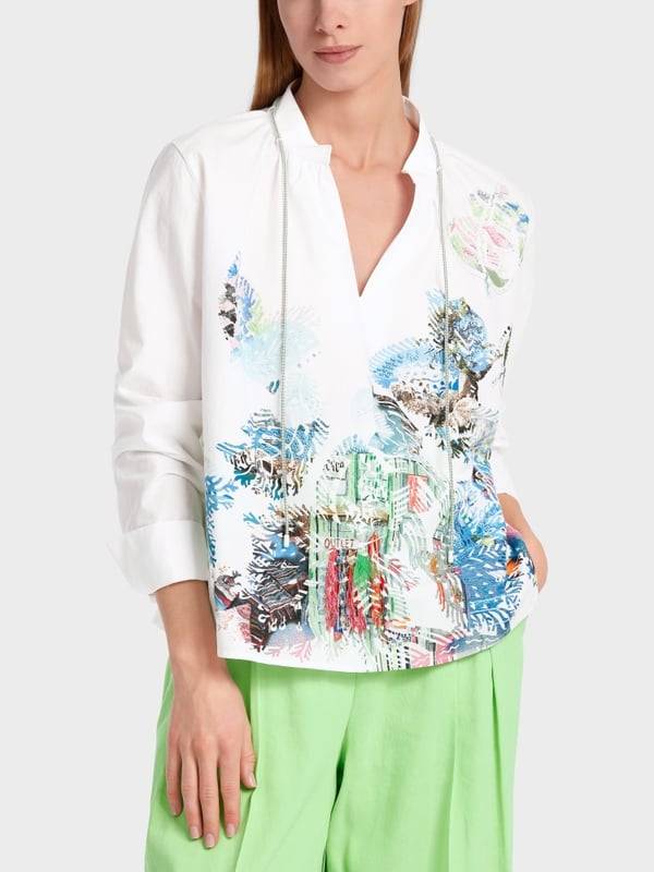 Marc Cain Bluse mit Print und Applikationen Begrenzt auf 3 Tage