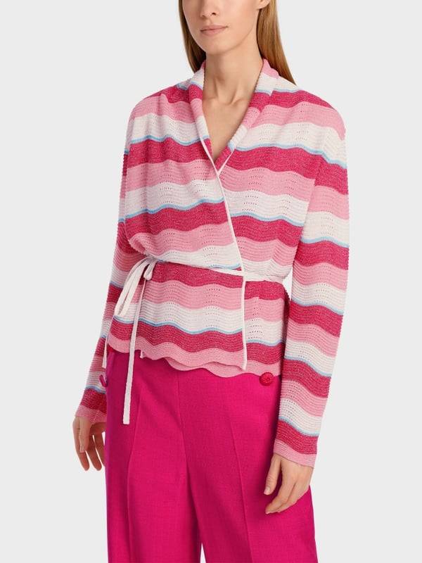 Marc Cain Gestreifter Cardigan im Wellenmuster Blitzangebot