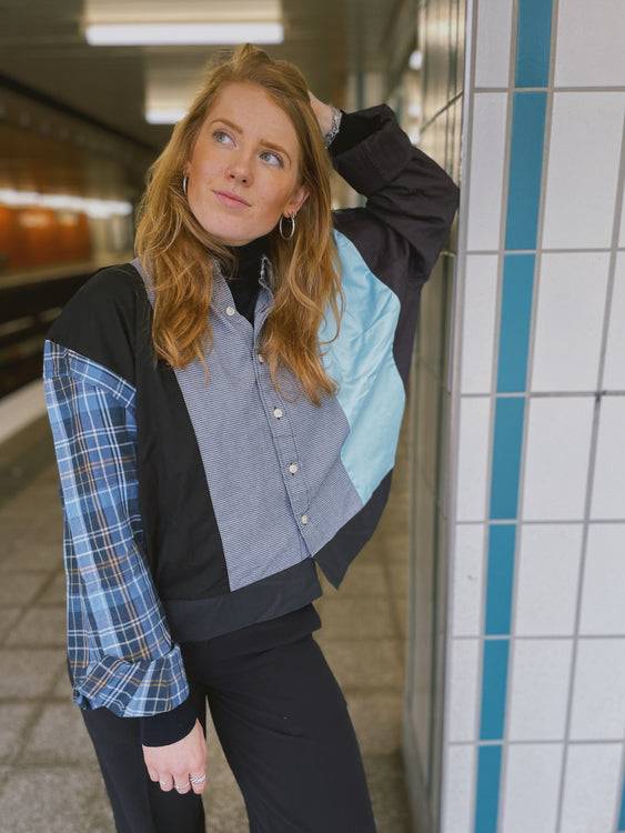 Nonoi Studio Blouson // Schwarz + Türkis // Onesize Sonderangebot der Fabrik