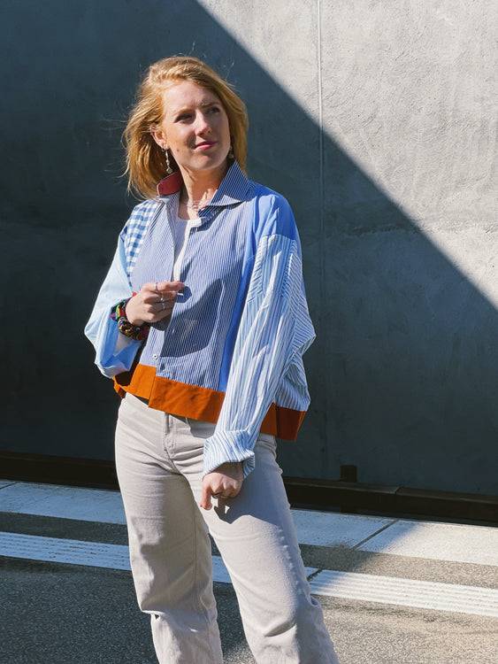 Nonoi Studio Blouson // Blau + Orange // Onesize Vierteljährliche Förderung