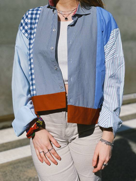 Nonoi Studio Blouson // Blau + Orange // Onesize Vierteljährliche Förderung
