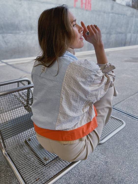 Nonoi Studio Blouson // Hellblau + Orange // Onesize Discount Store für neue Produkte