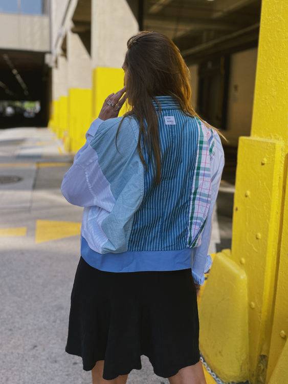 Nonoi Studio Blouson // Blau + Grün // Onesize 50% Rabatt mit kostenlosem Versand