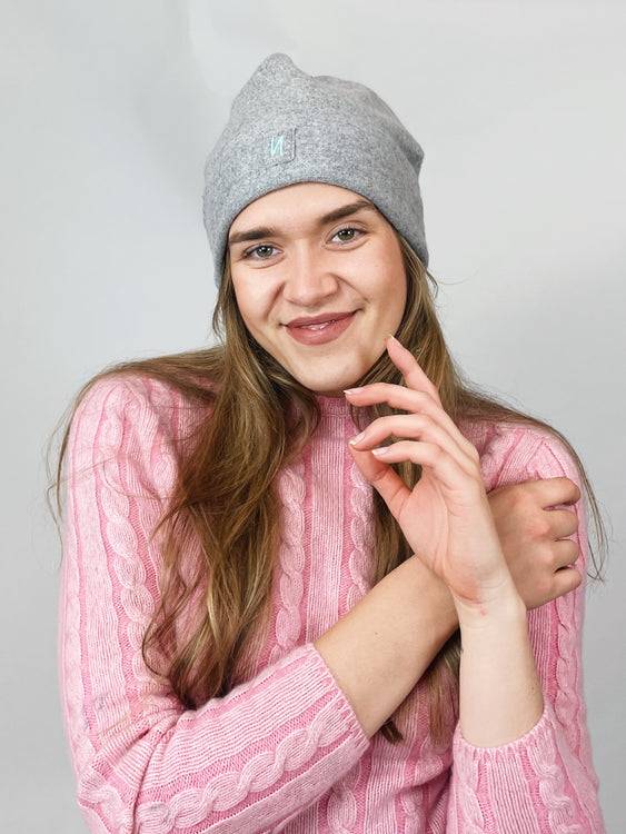 Nonoi Studio GRAUE MÜTZE "AUCKLAND" AUS KASCHMIR // UNISEX Großer Ausverkauf