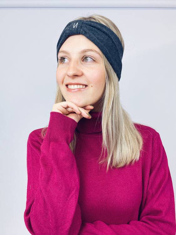 Nonoi Studio STIRNBAND "GLIO" DUNKELGRAU // WOLLE Große Rabatte