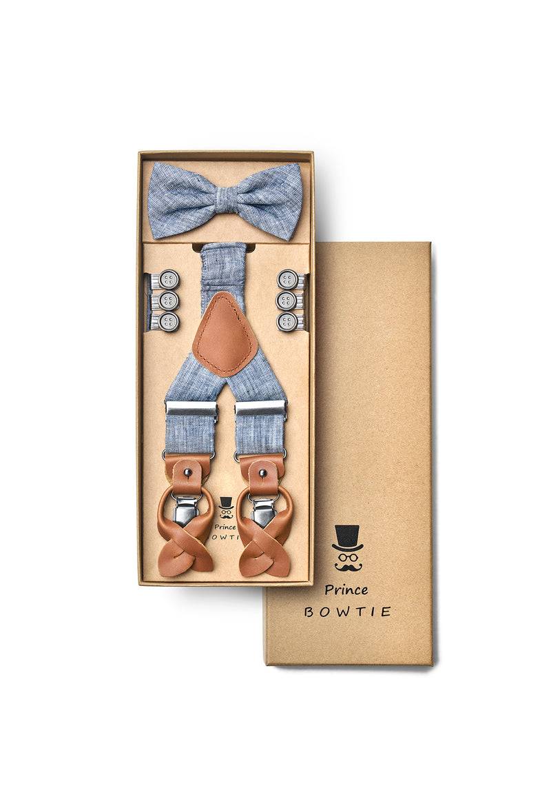 ﻿Prince Bowtie Hosenträger Set im sportiven Leinenlook