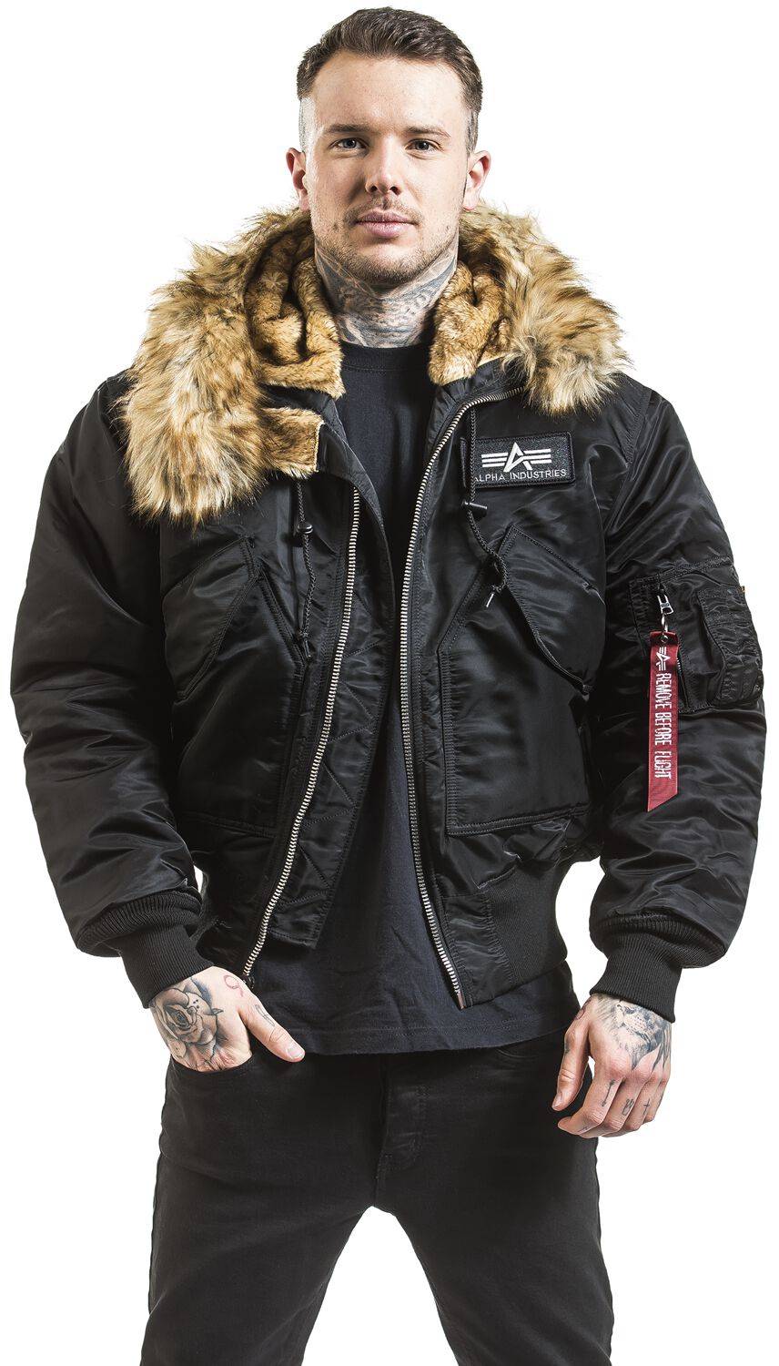 EMP "45P Hooded Custom" Winterjacke schwarz von Alpha Industries Räumungsverkauf