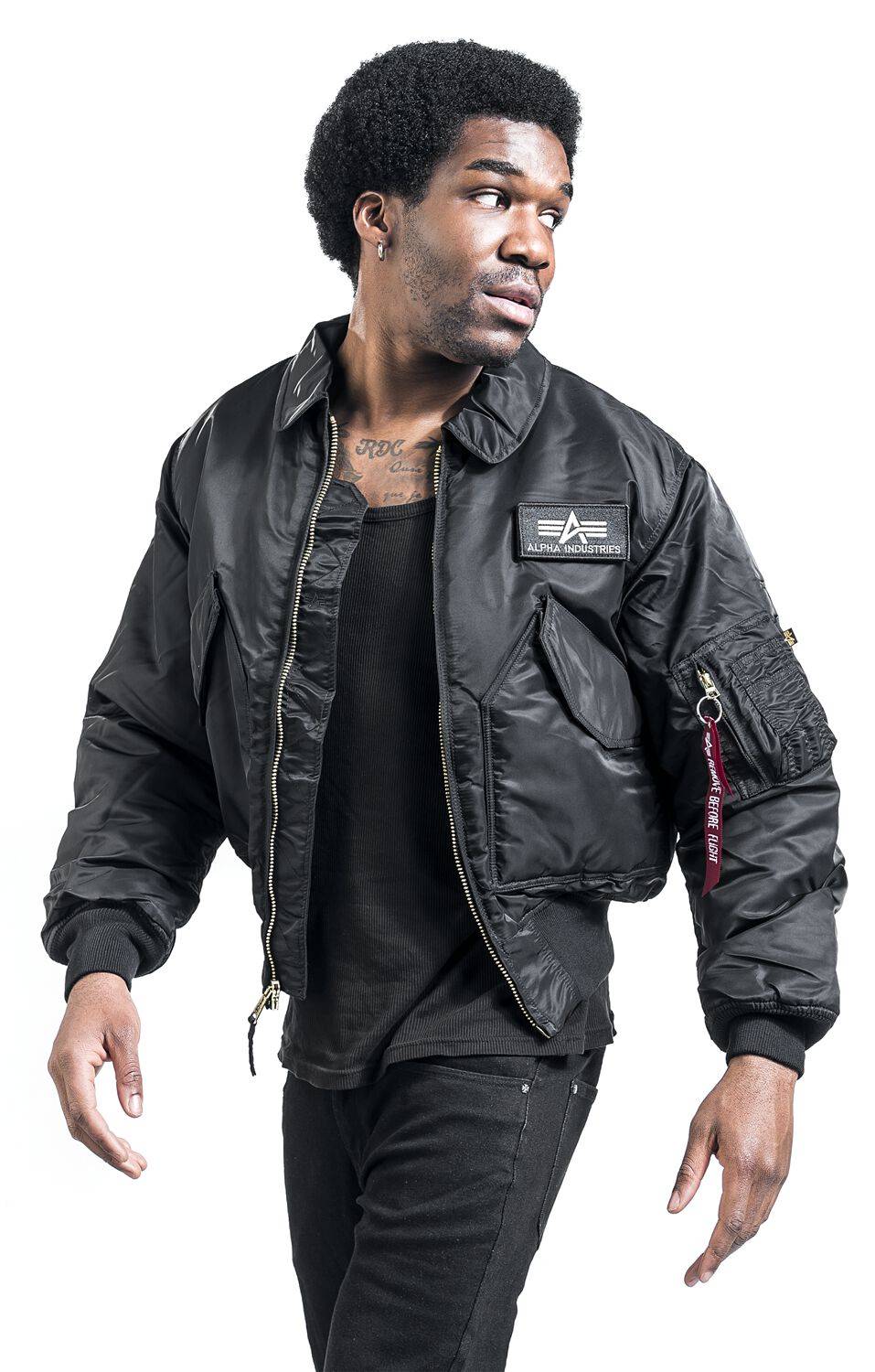 EMP "CWU 45" Bomberjacke schwarz von Alpha Industries Kostenlose Rückgabe