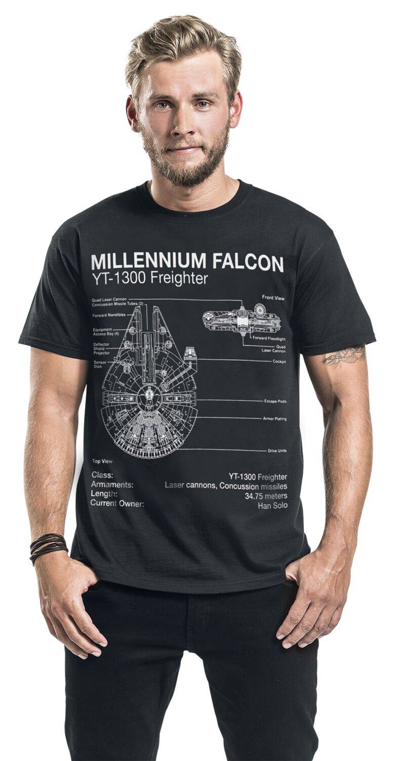 EMP "Millenium Falcon Sketch" T-Shirt schwarz von Star Wars Vierteljährliche Förderung