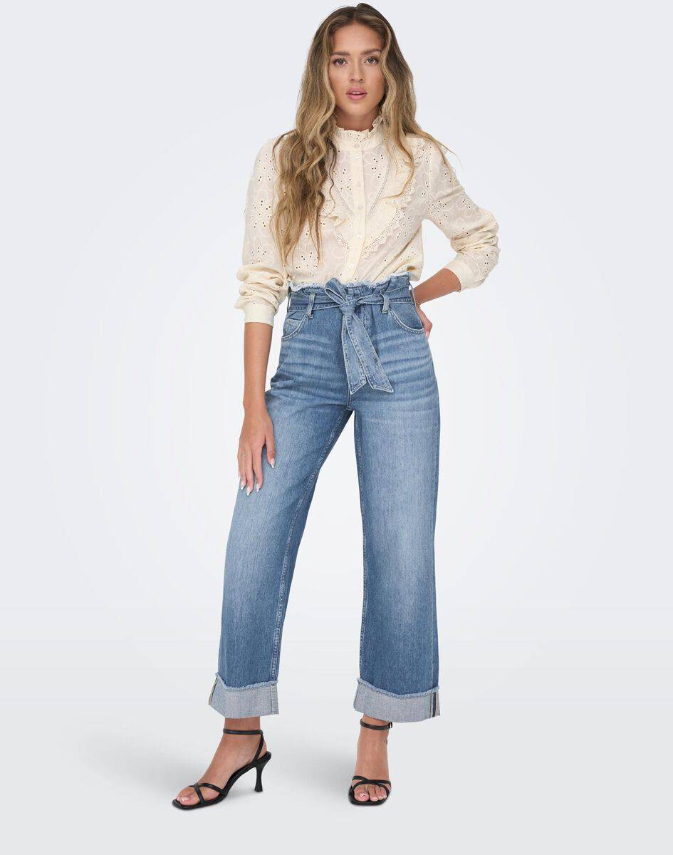 EMP "Onlmaddie Ex HW Wide Belt Fold UP DNM" Jeans blau von Only Limitierter Zeitrabatt