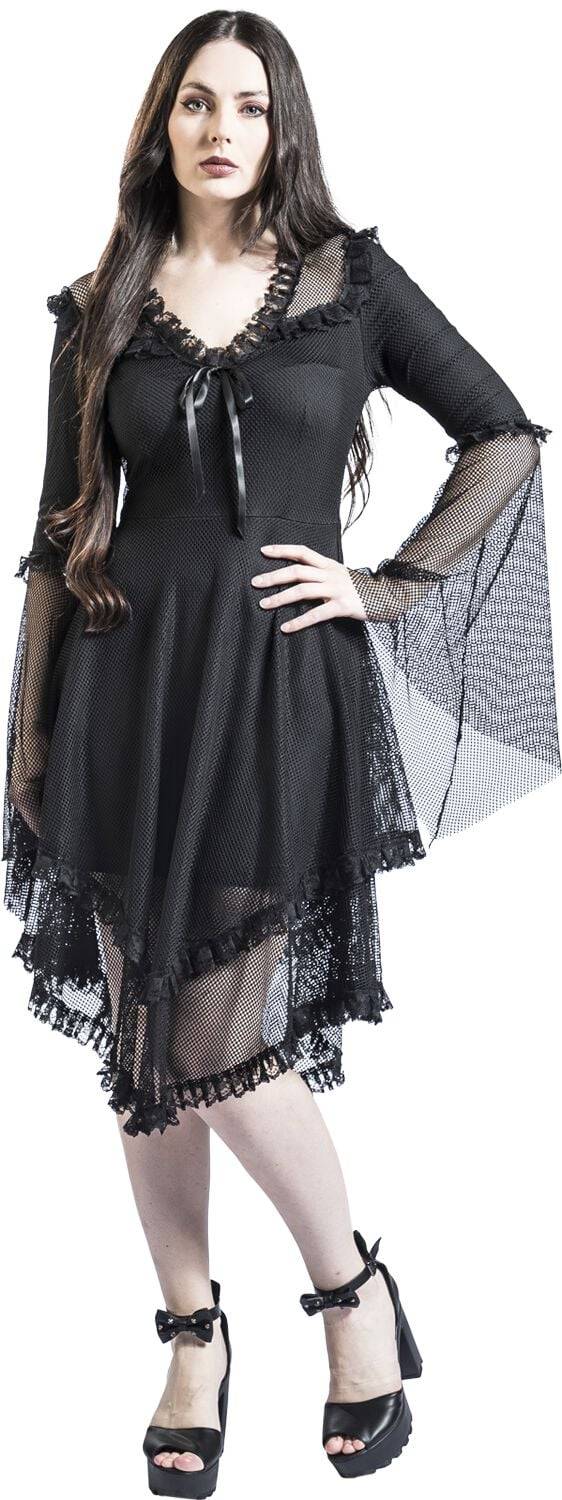 EMP "Fishnet Flared Dress" Mittellanges Kleid schwarz von Jawbreaker JETZT KAUFEN