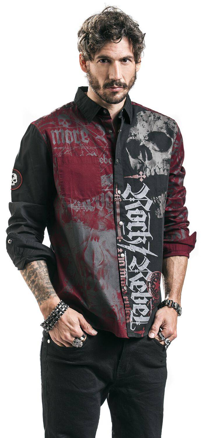 EMP Langarmhemd schwarz/rot von Rock Rebel by EMP Flash Sale
