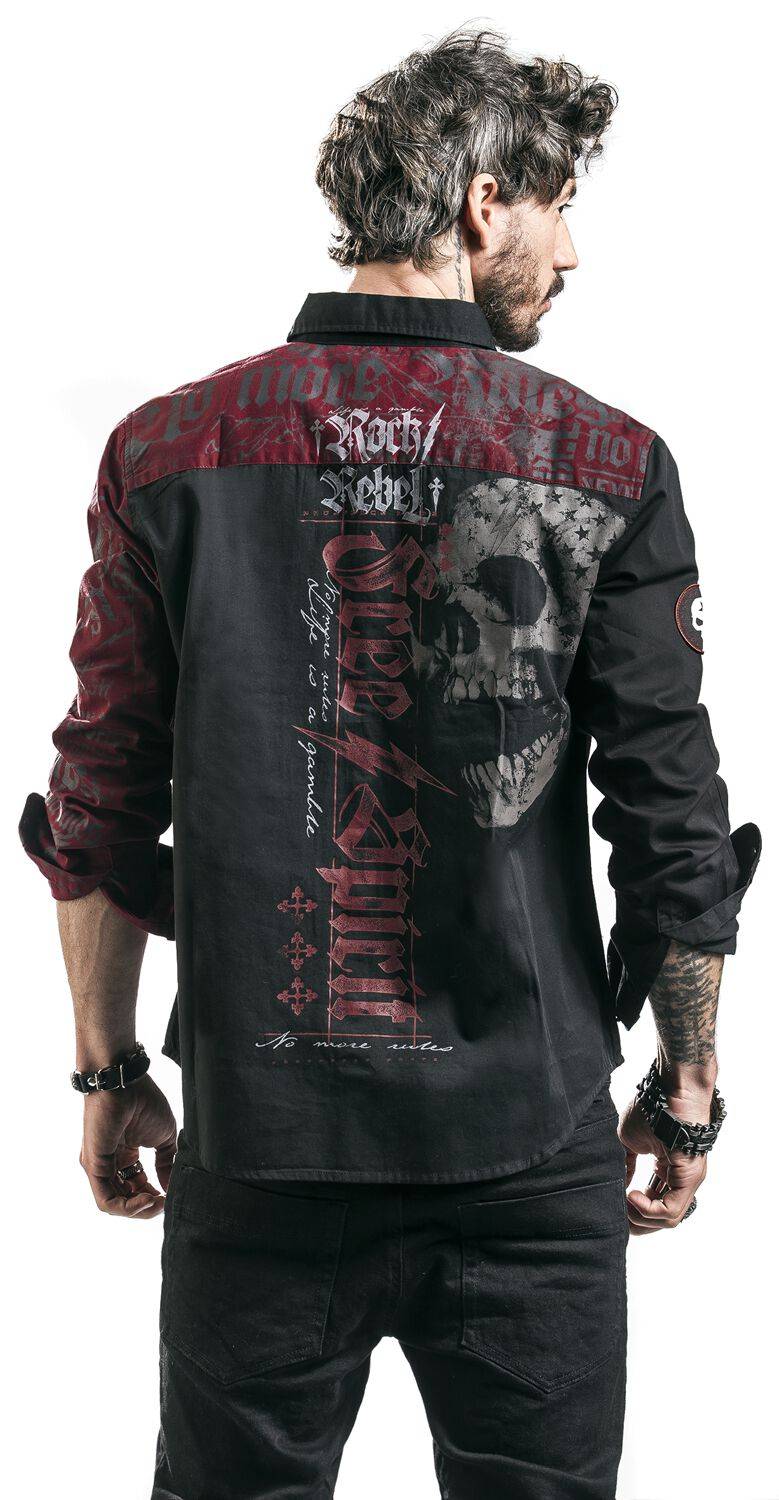 EMP Langarmhemd schwarz/rot von Rock Rebel by EMP Flash Sale