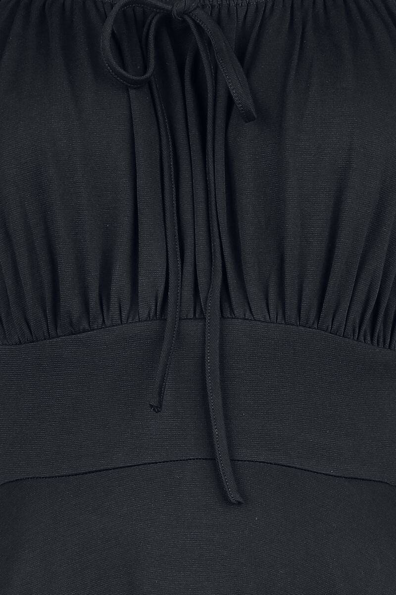 EMP "Gathered Neckline Flare Dress" Mittellanges Kleid schwarz von Voodoo Vixen Valentinstagsangebot