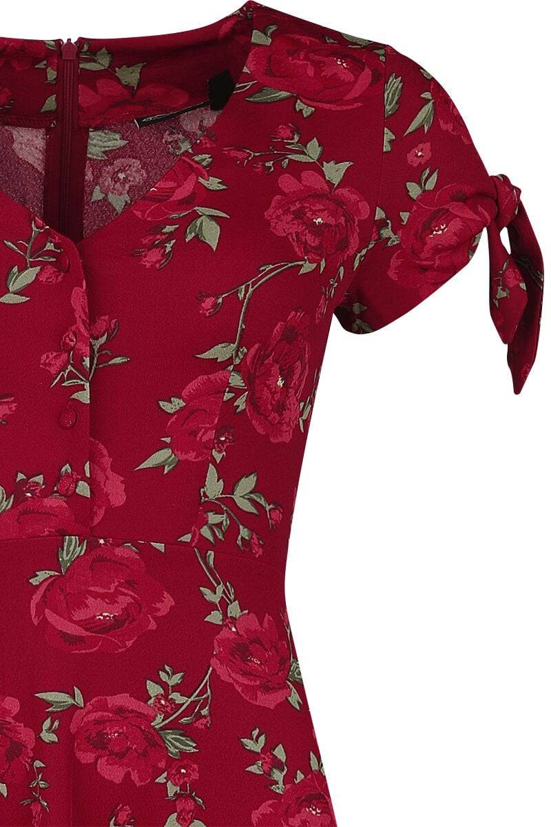 EMP "V Neck Flared Dress" Langes Kleid rot von Voodoo Vixen Tägliche Deals