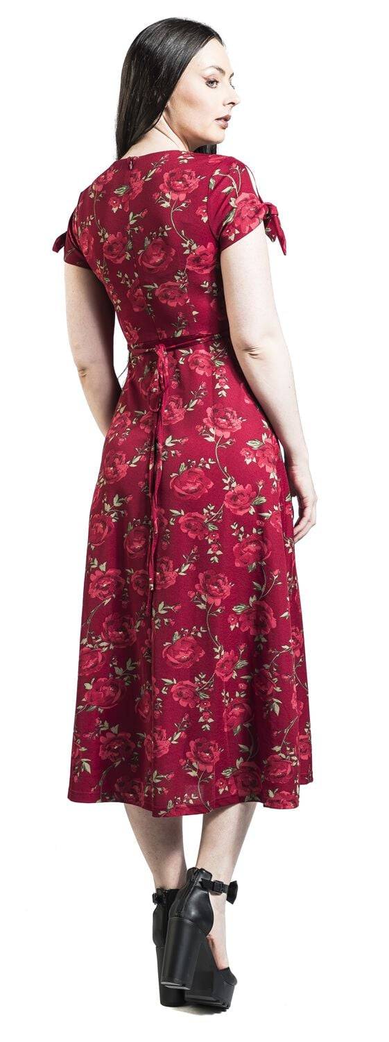 EMP "V Neck Flared Dress" Langes Kleid rot von Voodoo Vixen Tägliche Deals