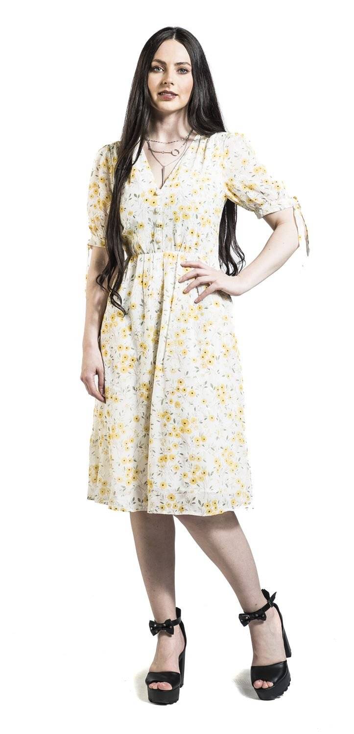 EMP "Tie Sleeve Floral Print And Emb Chiffon Flare Dress" Mittellanges Kleid multicolor von Voodoo Vixen Super Sparpreis