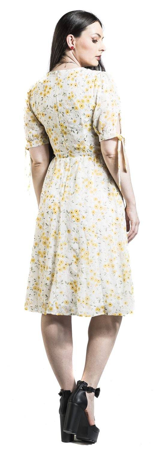 EMP "Tie Sleeve Floral Print And Emb Chiffon Flare Dress" Mittellanges Kleid multicolor von Voodoo Vixen Super Sparpreis