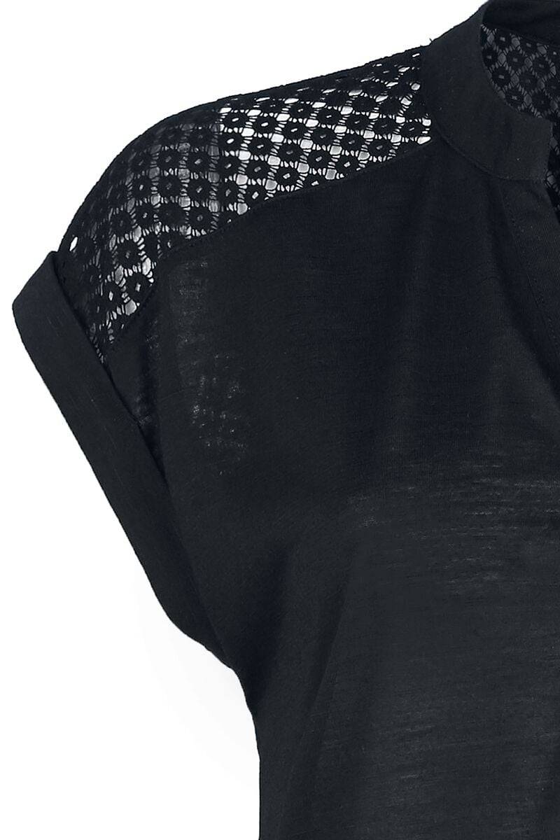 EMP "Heeze - Back Lace Wide Slub Jersey Tee" T-Shirt schwarz von Rotterdamned Schlussverkauf
