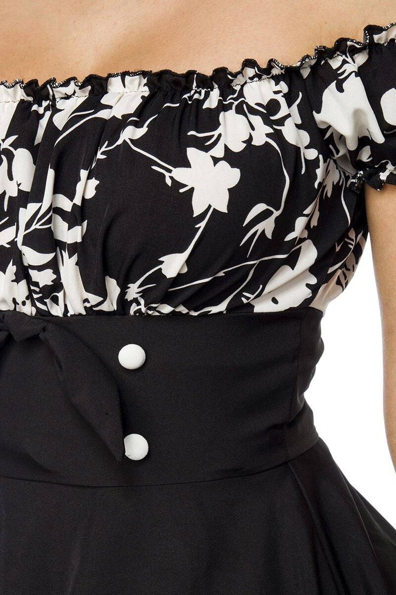 EMP "Schulterfreies Swing-Kleid" Mittellanges Kleid schwarz/weiß von Belsira Günstig kaufen