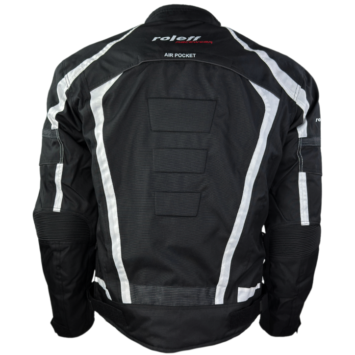 ﻿Roleff RO546 - kurze Motorradjacke mit Klimamembrane & Belüftung in schwarz / weiss Zeitbegrenzte Promotion