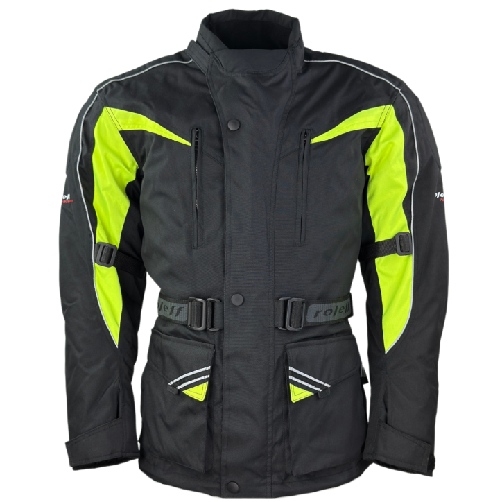 Roleff RO10005 - Motorradjacke in Schwarz / Neongelb Bis zu 65% Rabatt