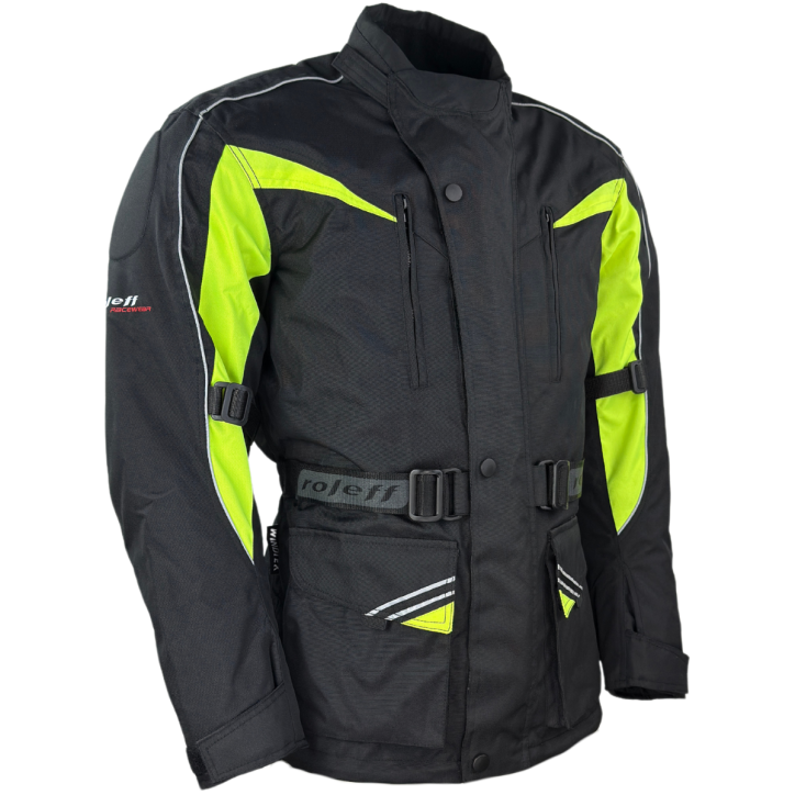 Roleff RO10005 - Motorradjacke in Schwarz / Neongelb Bis zu 65% Rabatt
