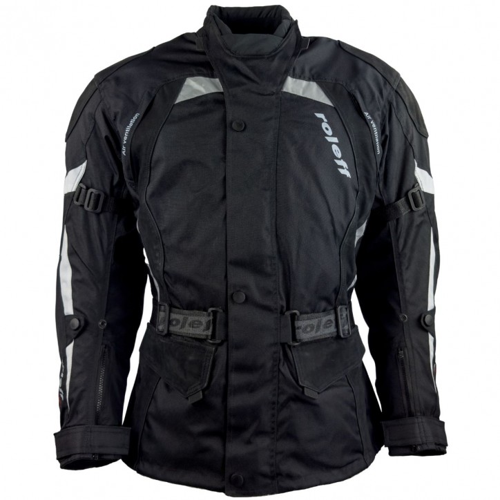 Roleff RO594 - Motorradjacke in Schwarz mit Nubukleder Applikationen Fabrikladen