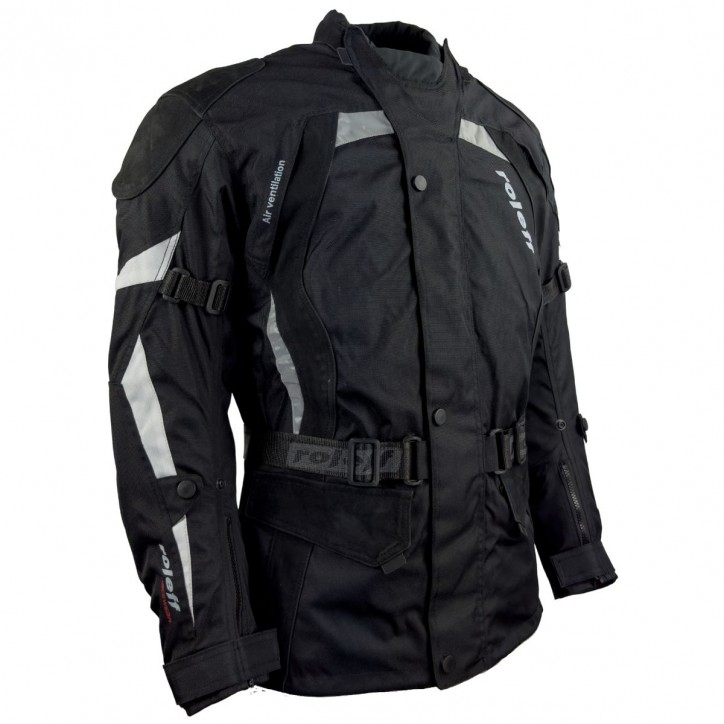 Roleff RO594 - Motorradjacke in Schwarz mit Nubukleder Applikationen Fabrikladen