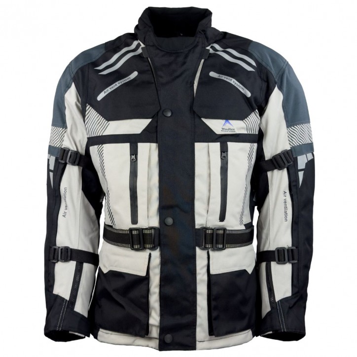 Roleff RO775 - Helle Motorrad- Tourenjacke in Schwarz/Grau Begrenzt auf 3 Tage