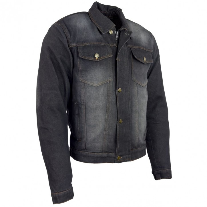 Roleff RO1514 - Schwarz/Stonewashed - Klassische Jeans Motorradjacke mit Aramidverstärkung Black Friday Preise
