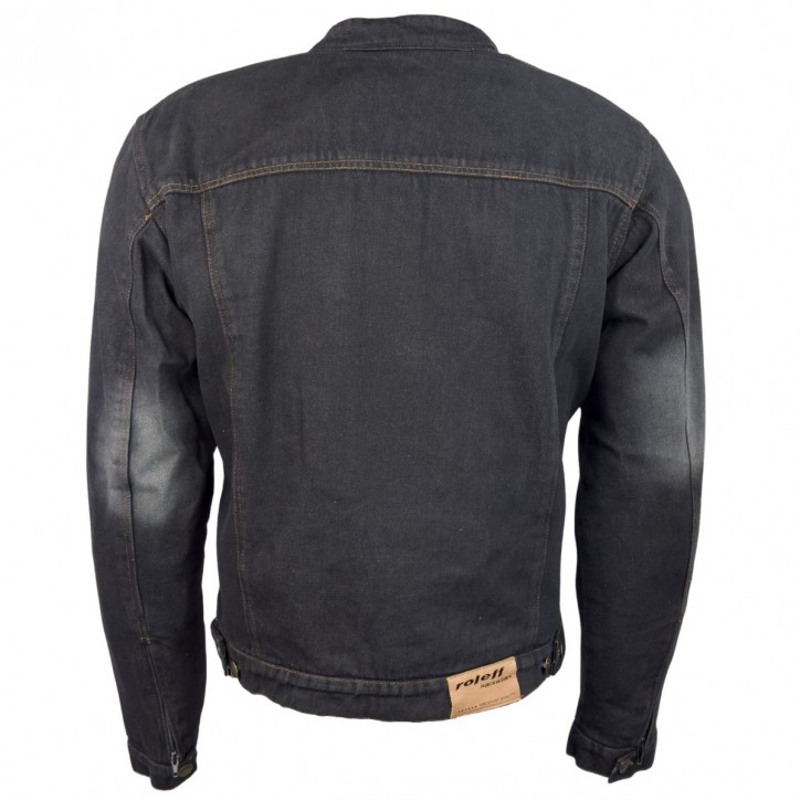Roleff RO1514 - Schwarz/Stonewashed - Klassische Jeans Motorradjacke mit Aramidverstärkung Black Friday Preise