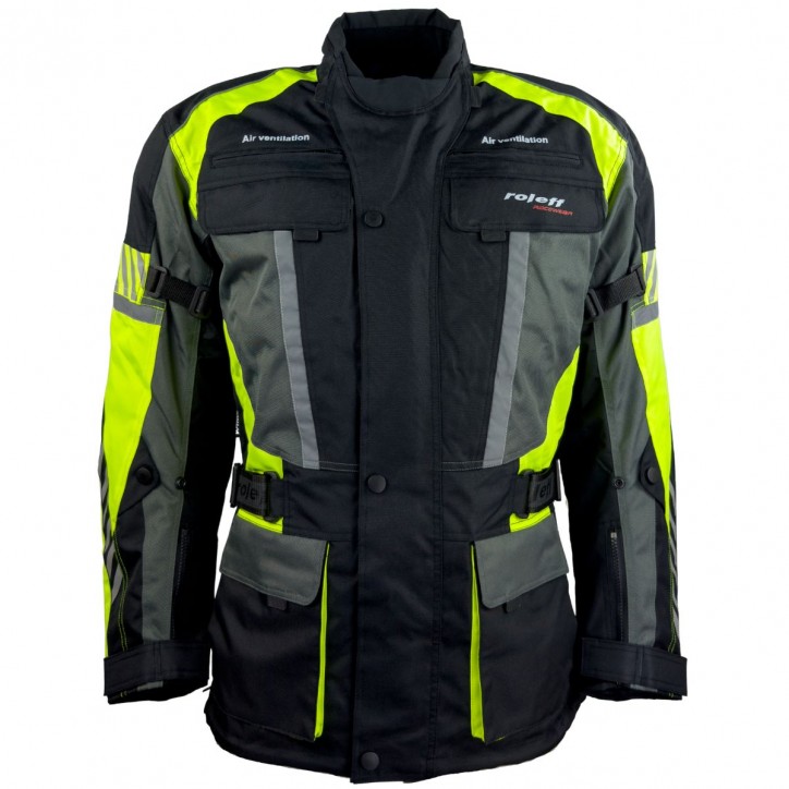 Roleff RO16013 - Motorradjacke in Schwarz / Neongelb Auslauf