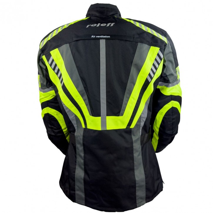 Roleff RO16013 - Motorradjacke in Schwarz / Neongelb Auslauf